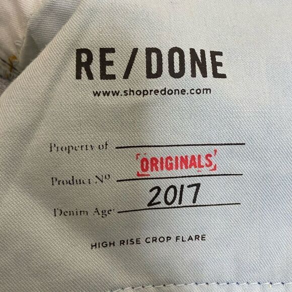 NWT Re/Done Originals Blue High Rise Crop Flare Jeans Size 27 - Picture 9 of 9